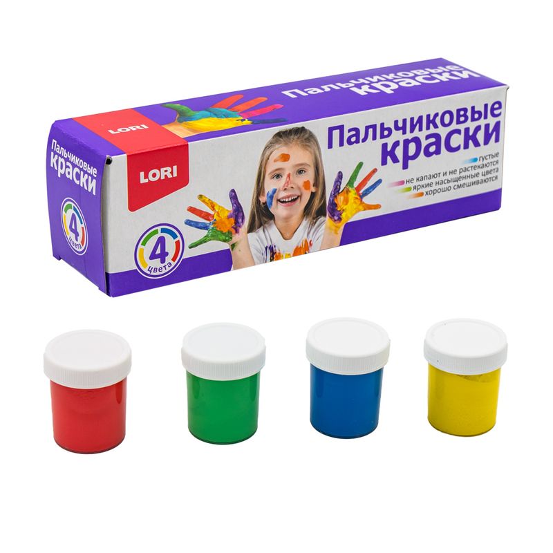 Пальчиковые краски, Lori, 4 цвета, 4х40 мл
