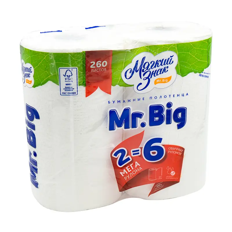 Бумажные полотенца "Мr. Big", двухслойные, 2 шт.