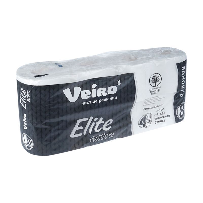 Туалетная бумага "Elite Extra", Veiro, 4 слоя, 8 рулонов