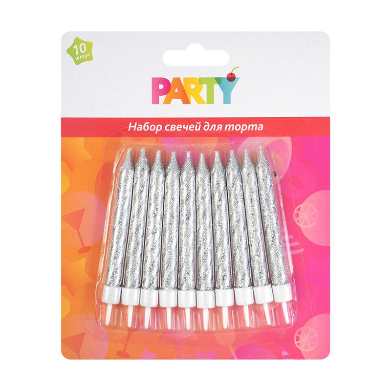Набор свечей для торта, Party, 10 шт., в ассортименте