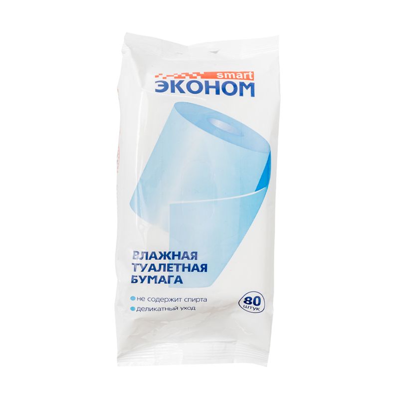 Влажная туалетная бумага "Эконом", Smart, 80 шт.