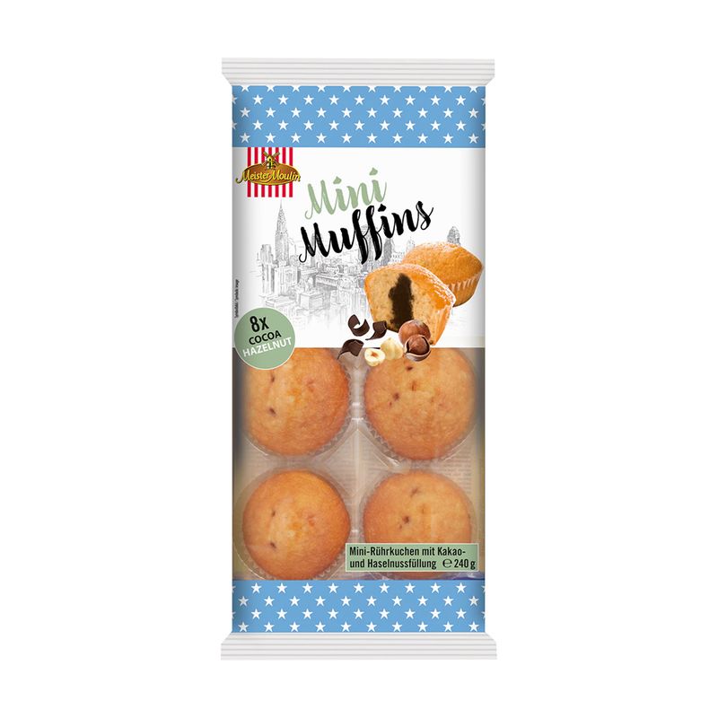 Мини-маффины Meister Moulin, с шоколадно-ореховой начинкой, 240 г