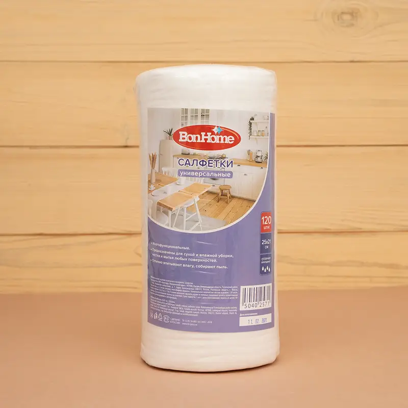 Салфетки универсальные, BonHome, 25х21 см, 120 шт.