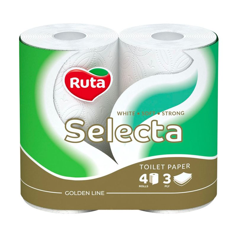 Туалетная бумага "Ruta" Selecta 4 рулона, 3 слоя, белая