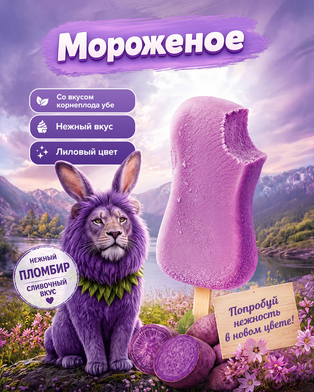 Мороженое "УБЕ", Чистая Линия, 62 г