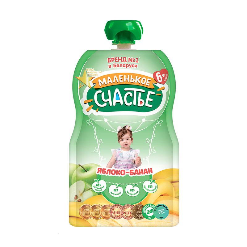 Пюре, Маленькое счастье, яблоко/банан, 90 г
