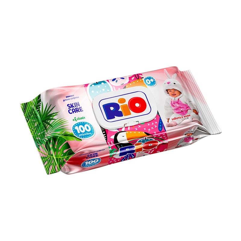 Салфетки влажные детские, RIO, 100 шт., в ассортименте
