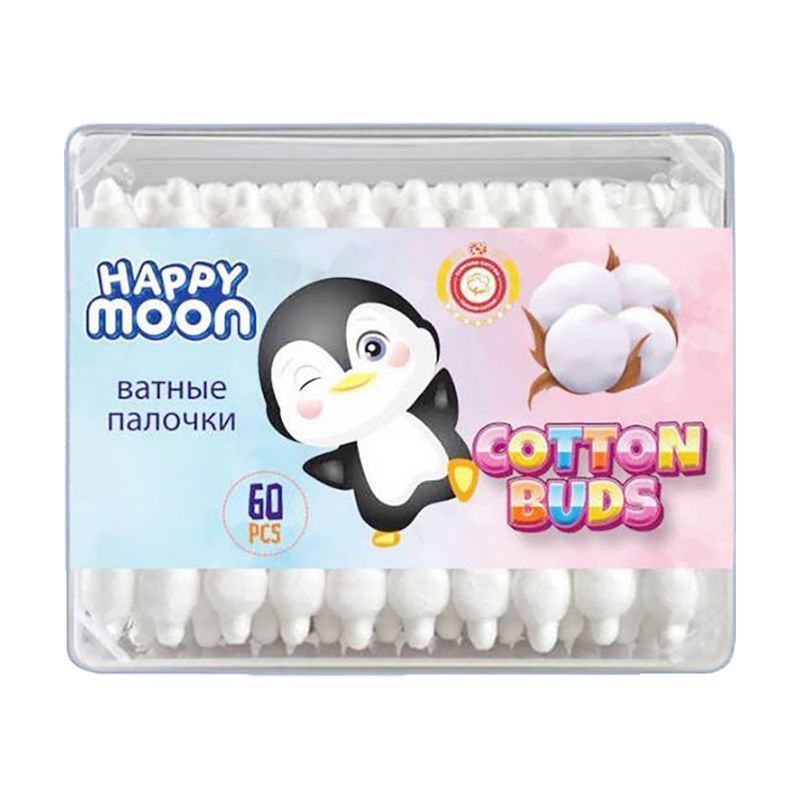 Ватные палочки для детей, Happy Moon, 60 шт.