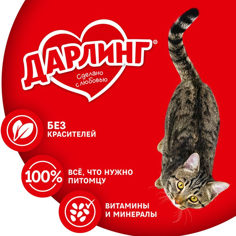 Влажный корм для взрослых кошек, ДАРЛИНГ, с лососем, 75 г