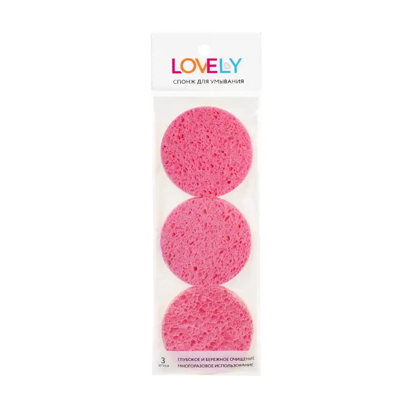 Спонж для умывания, Lovely, 3 шт., в ассортименте