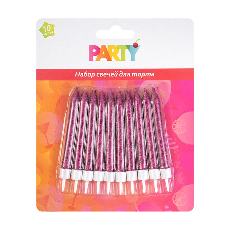Набор свечей для торта, Party, 10 шт., в ассортименте