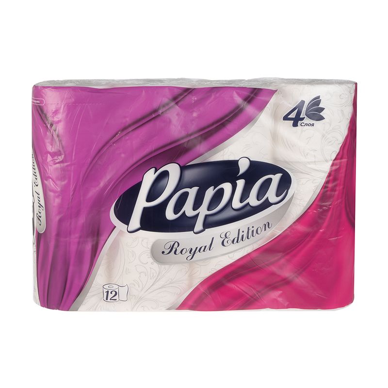 Туалетная бумага "Royal Edition", Papia, 4 слоя, 12 шт.