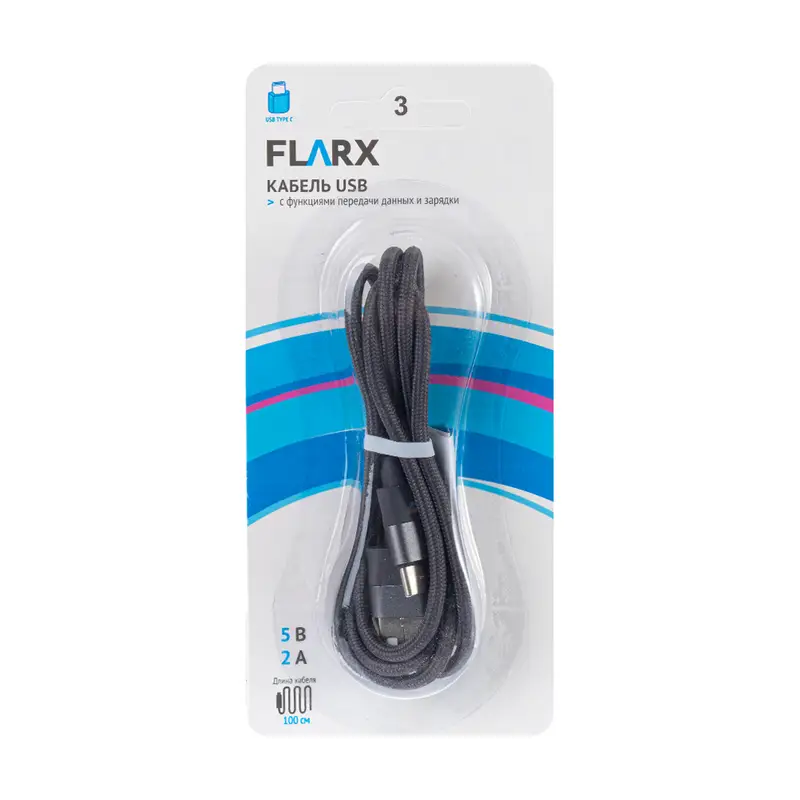 Кабель USB, FLARX, 100 см, в ассортименте