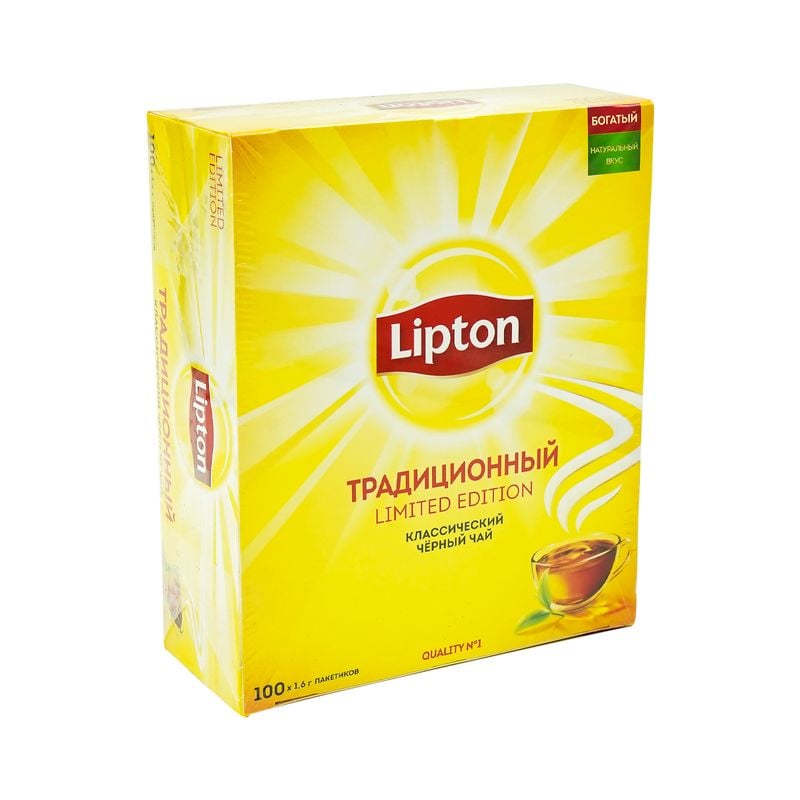 Чай чёрный, Lipton, 100 пакетиков, 160 г