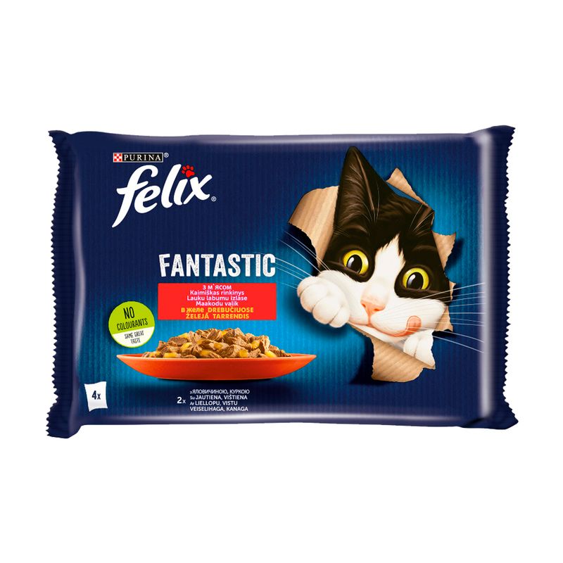 Консервы для котов Felix мясное ассорти в желе, 4x85 г
