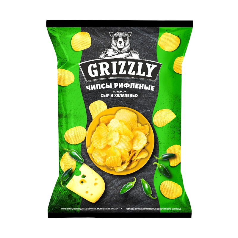 Чипсы рифлёные, Grizzly, 55 г, в ассортименте
