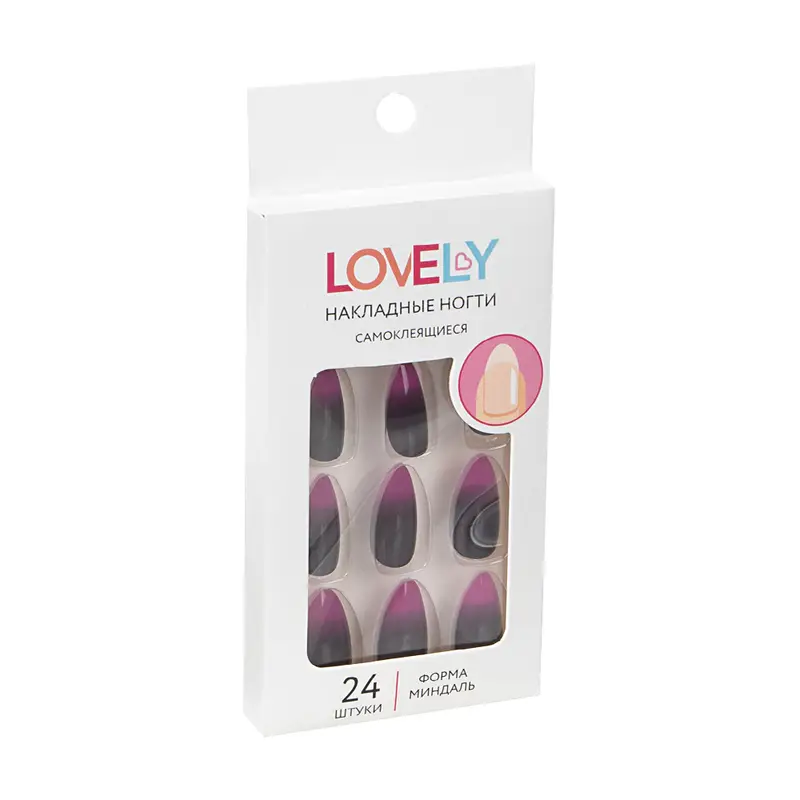 Набор накладных самоклеящихся ногтей, Lovely, 24 шт., в ассортименте