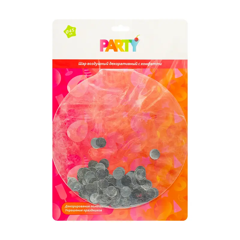 Шар воздушный декоративный с конфетти, Party, 45 см, в ассортименте