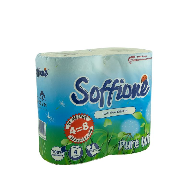 Туалетная бумага Soffione, 2 слойная, 4 рулона