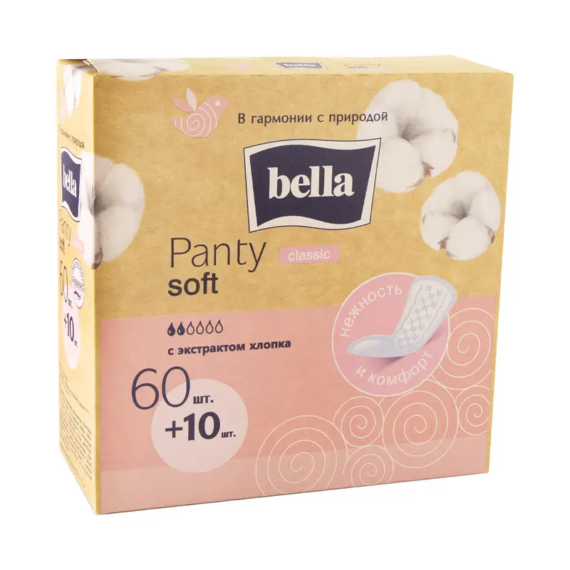 Ежедневные прокладки "Panty Soft", Bella, 60+10 шт., в ассортименте