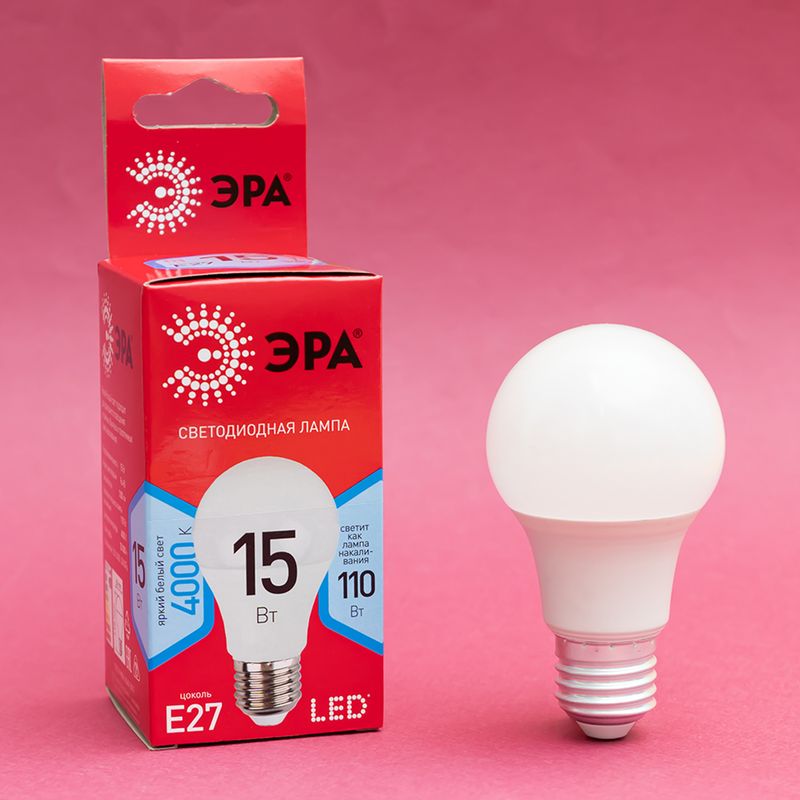 Лампа cветодиодная "ЭРА", E27, 15 Вт, в ассортименте