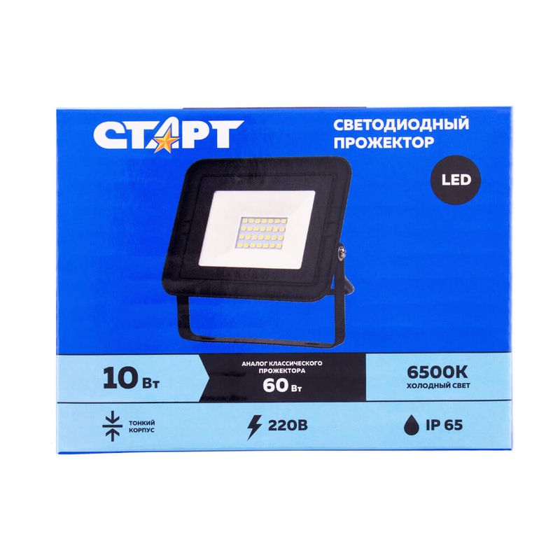 Прожектор светодиодный, Старт, 10 Вт, холодный свет