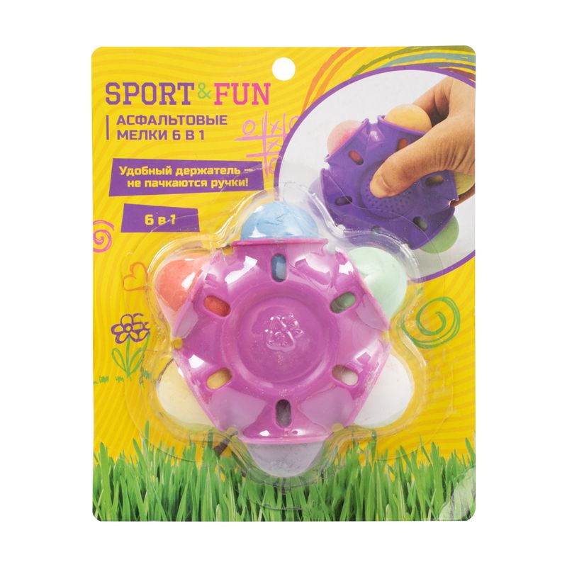 Асфальтовые мелки 6 в 1, Sport&Fun, в ассортименте