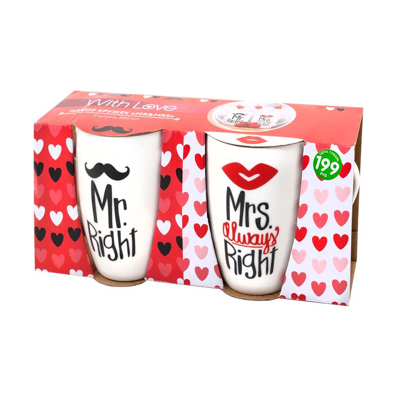 Набор кружек "Mr&Mrs", 2 шт., 350 мл