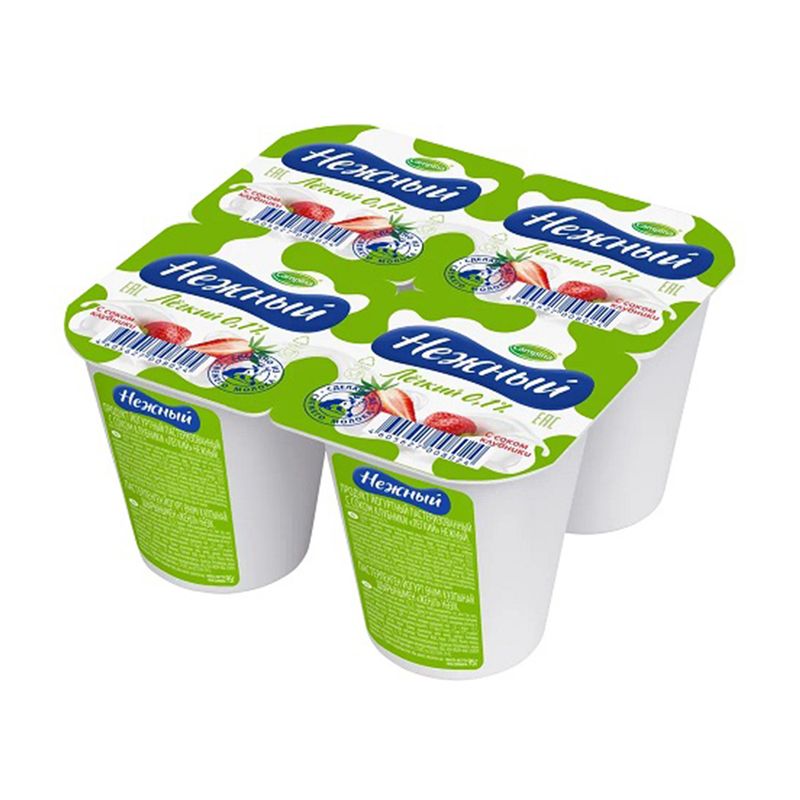 Йогуртный продукт, НЕЖНЫЙ, с соком клубники, 0,1 %, 95 г