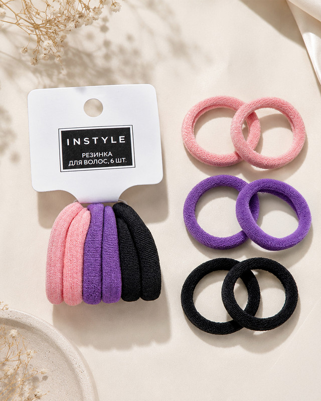 Резинка для волос, INSTYLE, 6 шт., в ассортименте