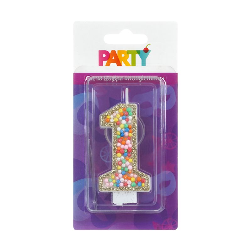Свеча Цифра "Конфетти", PARTY, в ассортименте