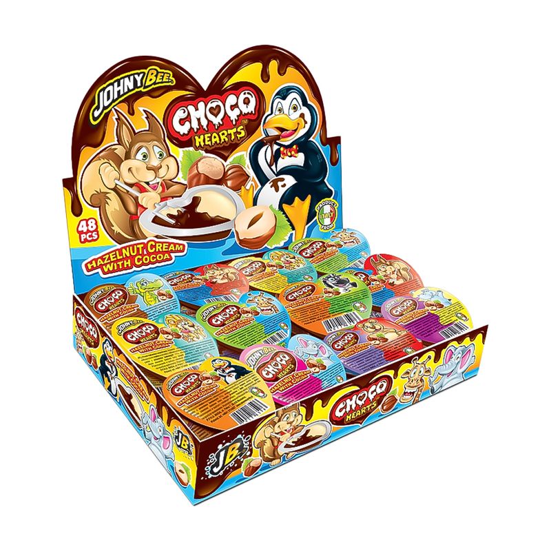 Двухцветный какао-крем с орехами "Choco hearts", JohnyBee, 15 г