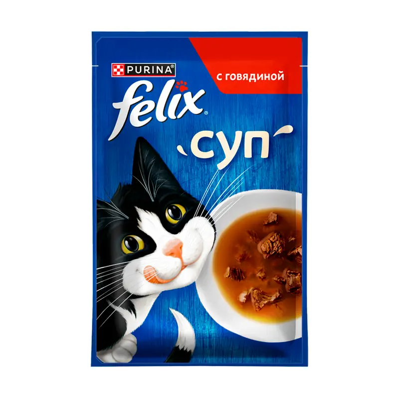 Влажный корм для кошек "Суп", FELIX, с говядиной, 48 г