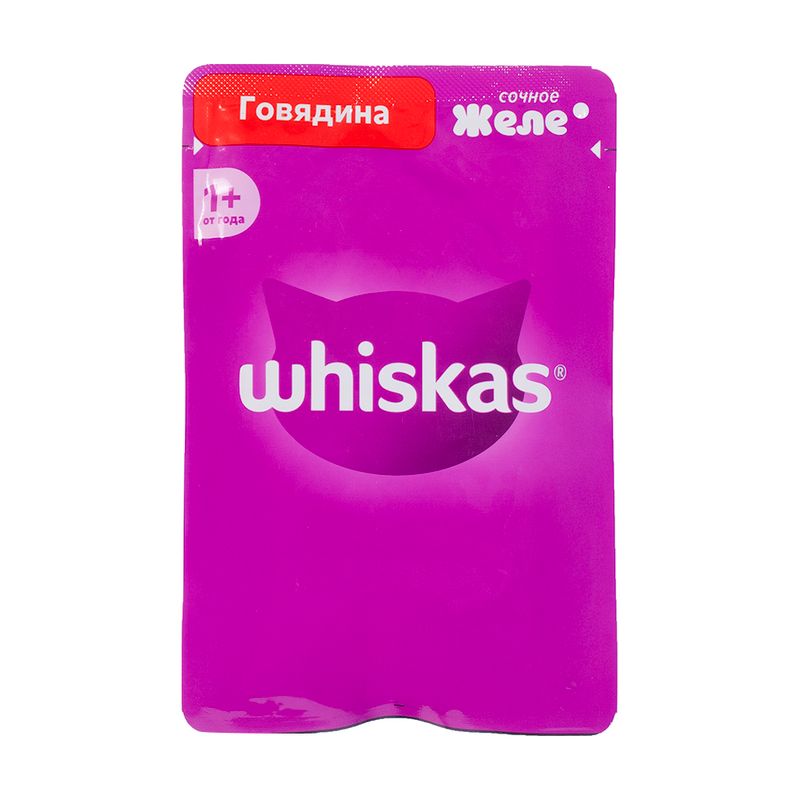 Корм влажный для кошек "Сочное желе", Whiskas, говядина, 75 г