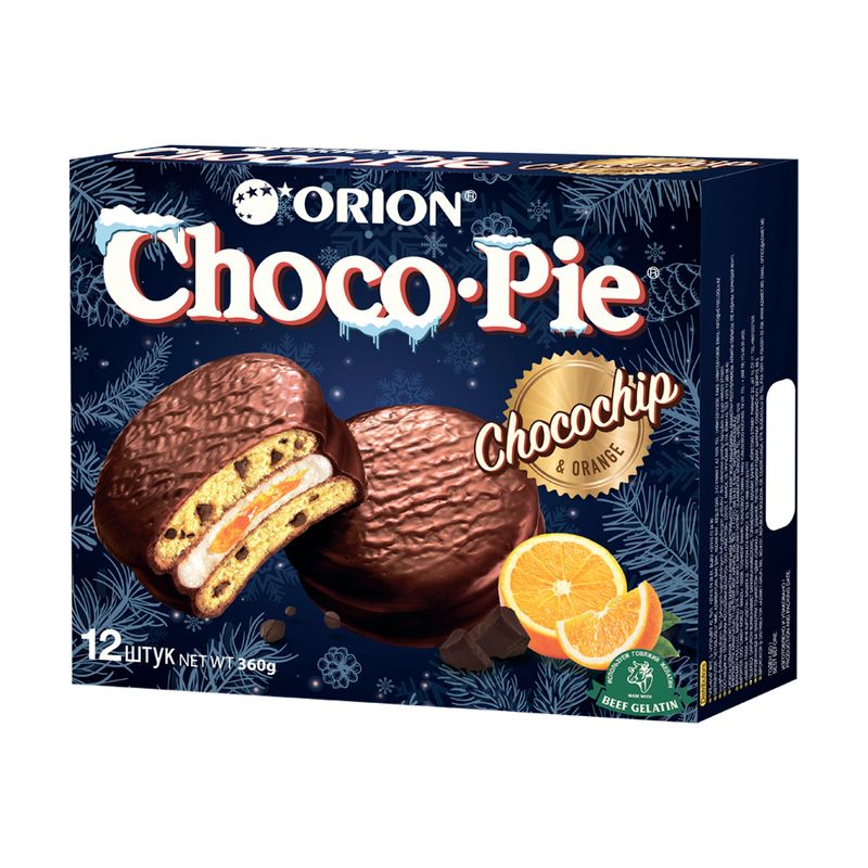 Печенье Choco Pie с кусочками шоколада и апельсином, 360 г