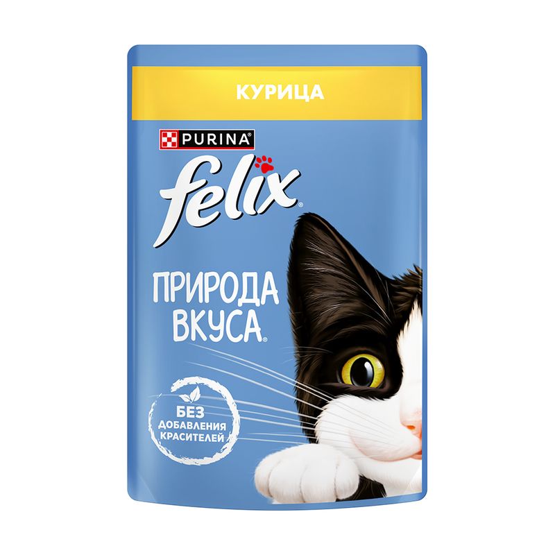 Влажный корм для взрослых кошек "Природа вкуса", FELIX, с курицей, 75 г