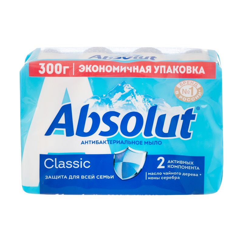 Мыло антибактериальное, Absolut, 300 г (4х75 г), в ассортименте