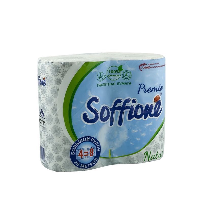 Туалетная бумага Soffione, 3-х слойная, 4 рулона