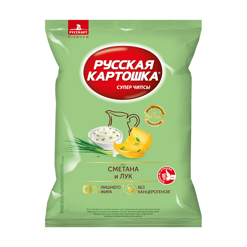 Чипсы "Сметана и лук", Русская картошка, 140 г