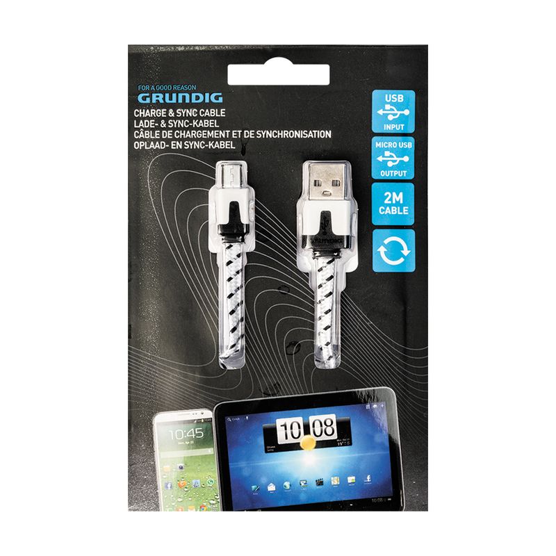 Kabelis USB/USB-micro, nylon, 2m