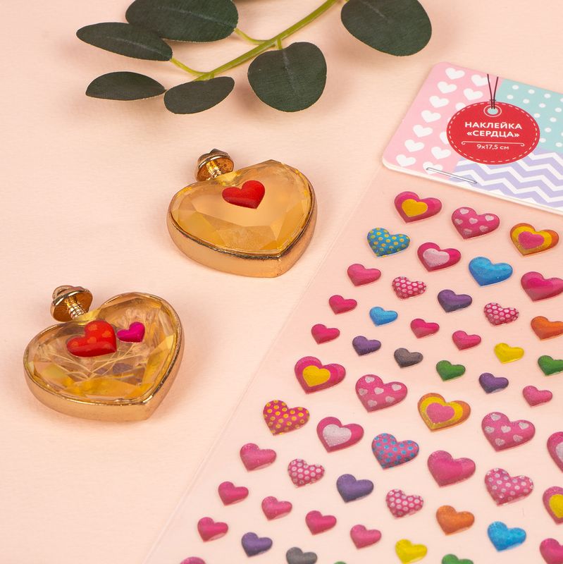 Наклейка "Сердца", With Love, 17,5х9 см, в ассортименте