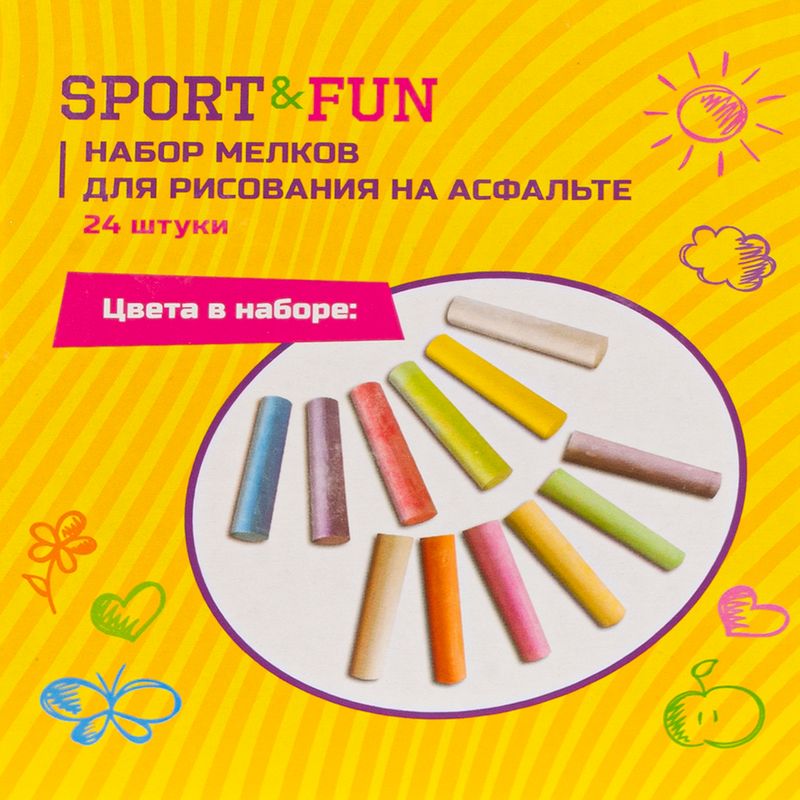 Набор мелков для рисования на асфальте, Sport&Fun, 24 шт., в ассортименте