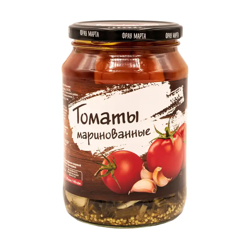 Томаты маринованные "Фрау Марта", с чесноком и специями, 680 г