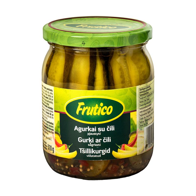 Огурцы с чили, FRUTICO, 490 г