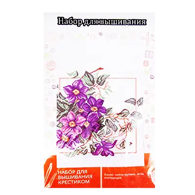 Набор для вышивания крестиком: канва, нитки мулине, игла, инструкция