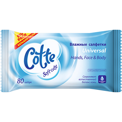 Салфетки влажные универсальные "Cotte", 80 шт