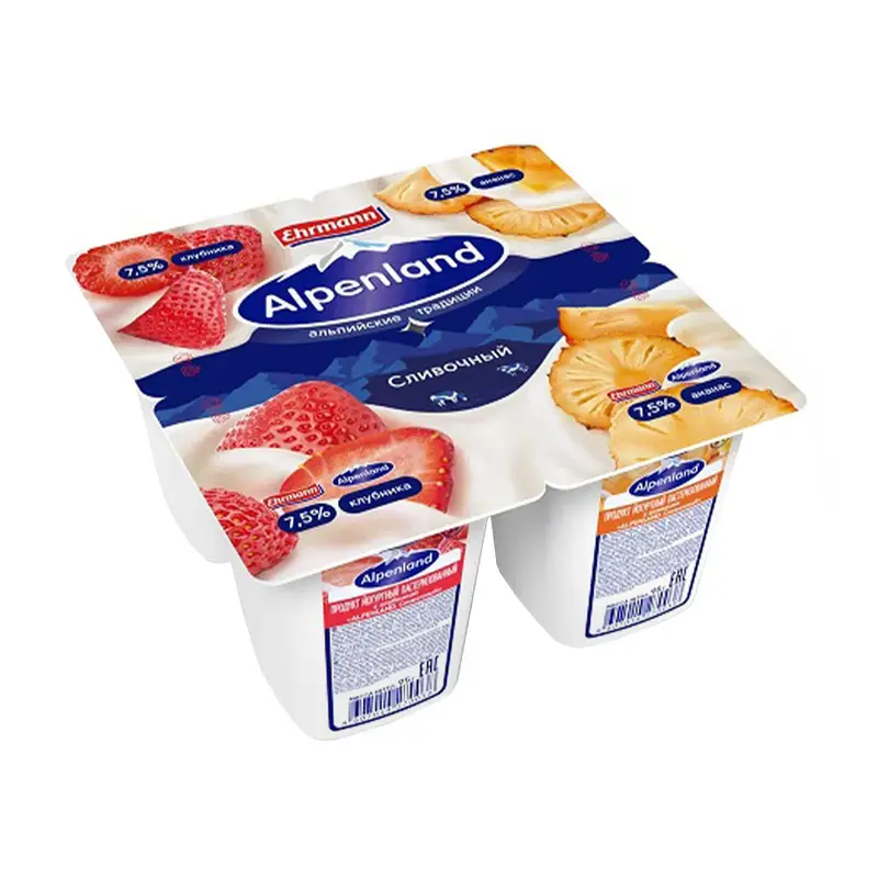 Йогуртный продукт, Alpenland, клубника/ананас, 7,5 %, 95 г