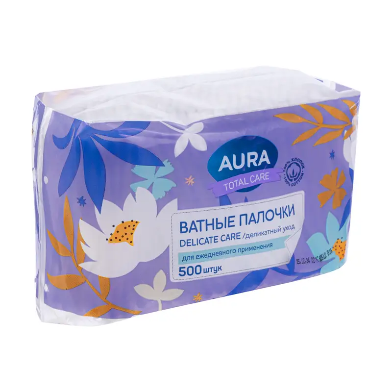 Ватные палочки, AURA, 500 шт.