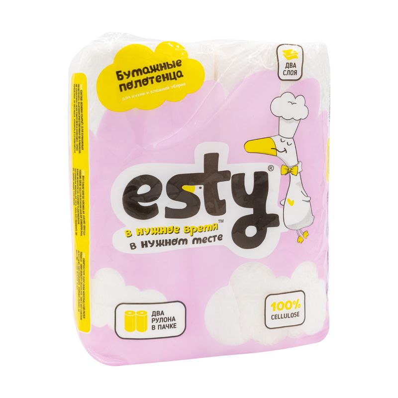 Бумажные полотенца, Esty, двухслойные, 2 рулона