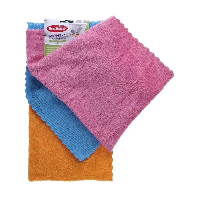 Салфетка из микрофибры, BonHome, 30х30 см, 3 шт.